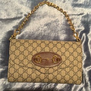 Gucci clutch w/gold strap